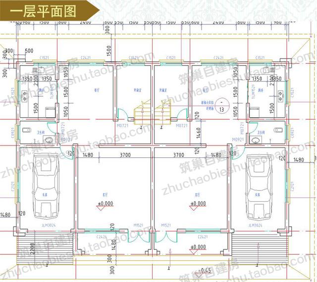 四層實(shí)用商住兩用臨街商鋪雙拼別墅施工效果圖，適合農(nóng)村兩兄弟建造