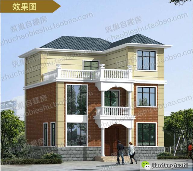 25萬(wàn)三層簡(jiǎn)歐實(shí)用自建房全套施工圖，9×11米，戶型設(shè)計(jì)簡(jiǎn)潔大氣