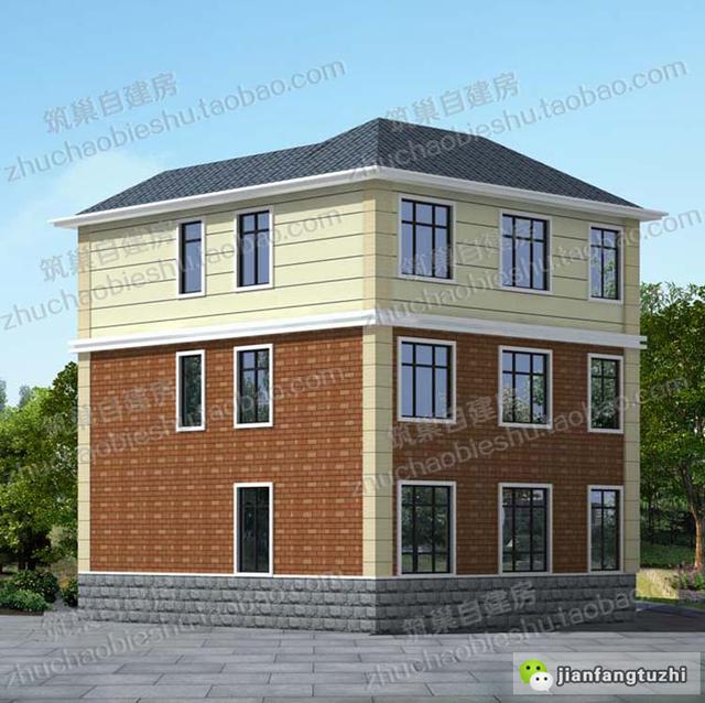 25萬(wàn)三層簡(jiǎn)歐實(shí)用自建房全套施工圖，9×11米，戶型設(shè)計(jì)簡(jiǎn)潔大氣