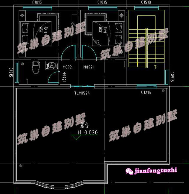 今年新出爐的三層帶大露臺(tái)鄉(xiāng)村別墅全套設(shè)計(jì)施工圖效果圖，占地面積不足100平方米