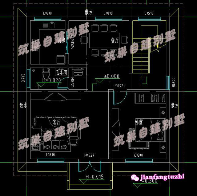 今年新出爐的三層帶大露臺(tái)鄉(xiāng)村別墅全套設(shè)計(jì)施工圖效果圖，占地面積不足100平方米