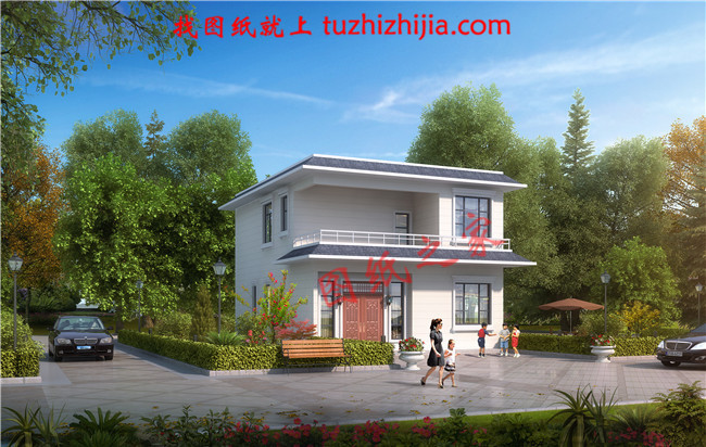 10萬內(nèi)2層小洋樓設(shè)計(jì)圖，平屋頂，戶型設(shè)計(jì)合理