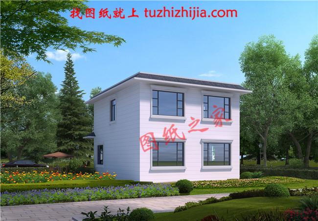 10萬內(nèi)2層小洋樓設(shè)計(jì)圖，平屋頂，戶型設(shè)計(jì)合理