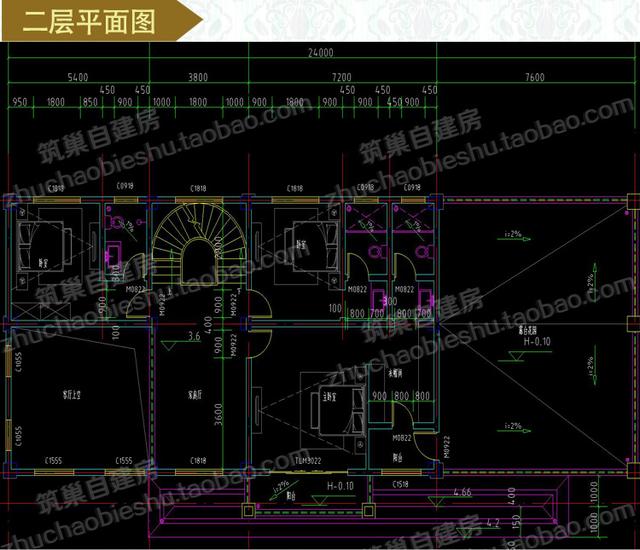 大開間復(fù)式三層別墅設(shè)計(jì)施工圖，帶車庫+露臺(tái)花園+落地窗，給人感覺很氣派
