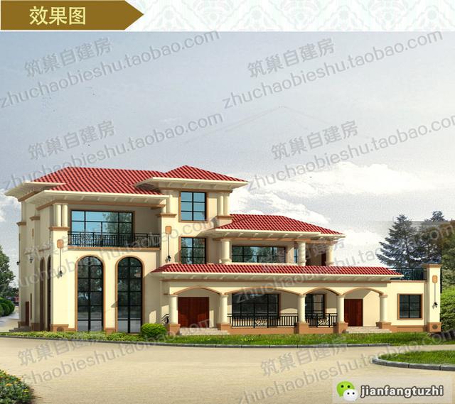 大開間復(fù)式三層別墅設(shè)計(jì)施工圖，帶車庫+露臺(tái)花園+落地窗，給人感覺很氣派