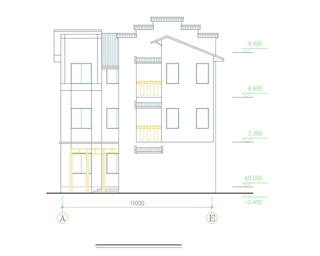 新中式農(nóng)村三層自建房設(shè)計圖紙帶外觀圖，占地110平方米
