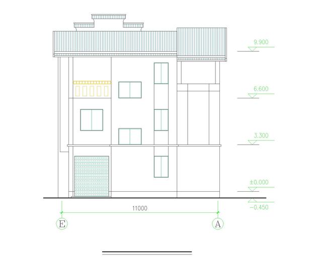 新中式農(nóng)村三層自建房設(shè)計圖紙帶外觀圖，占地110平方米
