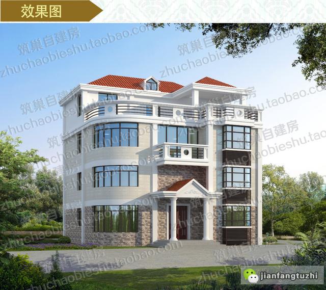 2款四層帶挑空客廳農(nóng)村別墅設(shè)計施工圖，適合家里人口多的大家庭建造