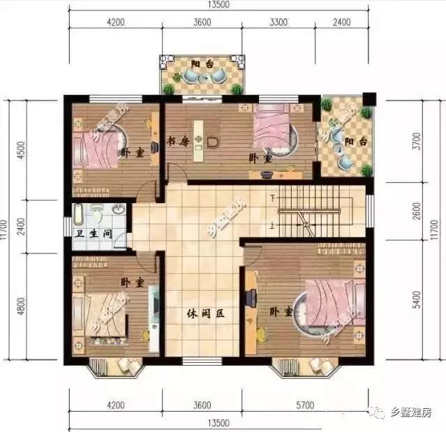 這款二層別墅設(shè)計(jì)戶型除了外觀簡(jiǎn)單大氣，室內(nèi)的裝修也很溫馨精致