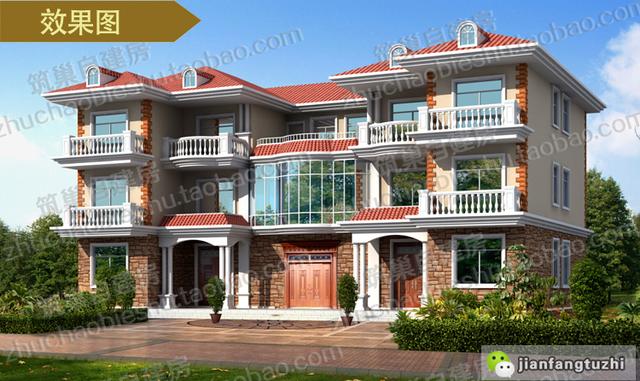 新款大開間帶堂屋農(nóng)村雙拼三層別墅全套施工圖，適合農(nóng)村兩兄弟建造