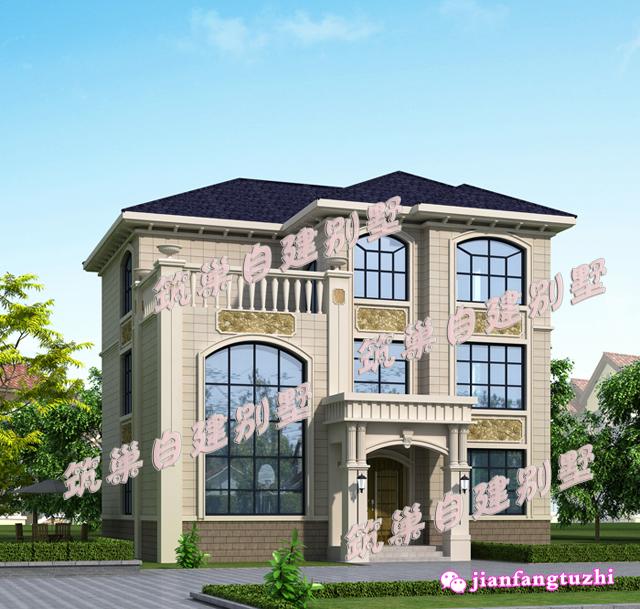 這款帶玄關(guān)+半旋轉(zhuǎn)樓梯+落地窗農(nóng)村別墅設(shè)計(jì)，戶型簡(jiǎn)約大方，你喜歡么