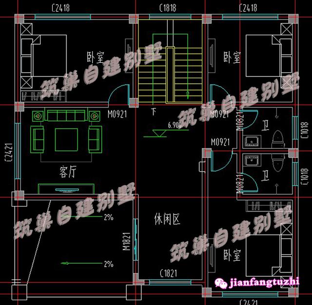 這款帶玄關(guān)+半旋轉(zhuǎn)樓梯+落地窗農(nóng)村別墅設(shè)計(jì)，戶型簡(jiǎn)約大方，你喜歡么