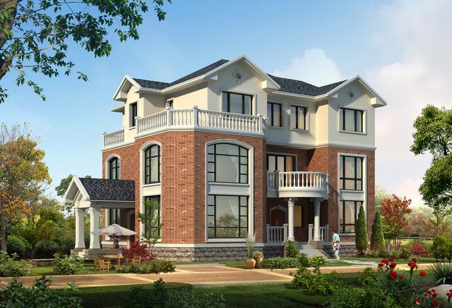 三層獨(dú)棟別墅設(shè)計(jì)圖，外觀造型古樸大方，經(jīng)濟(jì)實(shí)用