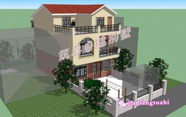 帶庭院農(nóng)村自建別墅設(shè)計(jì)圖，不管院子設(shè)在前邊后邊，都有好處