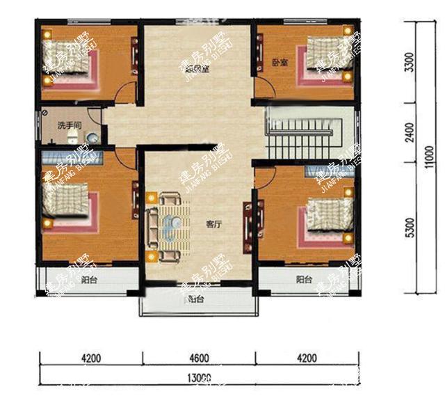 3款二層農(nóng)村別墅設(shè)計(jì)圖，開間13米，款款都精致