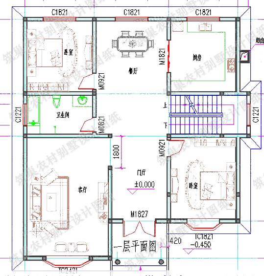 5款二層農(nóng)村自建房全套設(shè)計(jì)施工圖，占地面積約170平方米