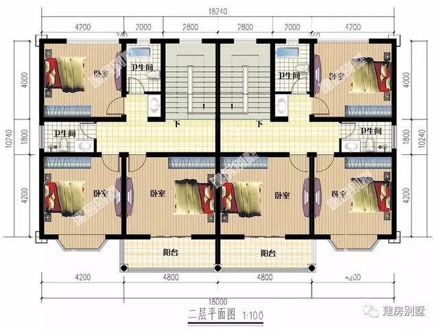 兩層雙拼別墅設(shè)計圖，平屋頂帶飄窗，造價很經(jīng)濟哦