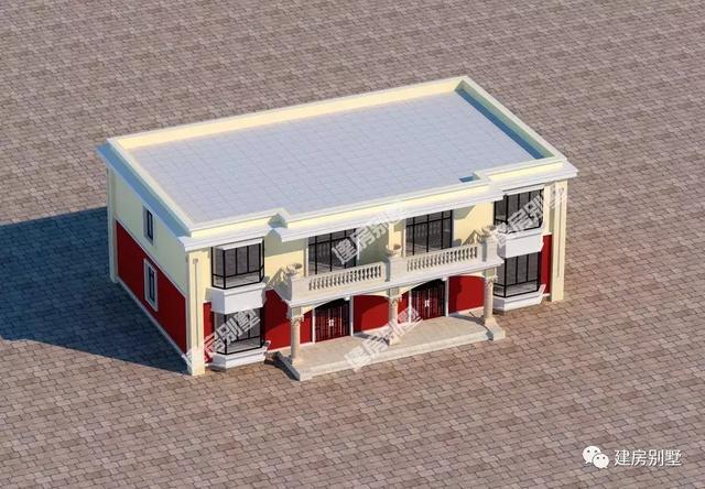 兩層雙拼別墅設(shè)計圖，平屋頂帶飄窗，造價很經(jīng)濟哦