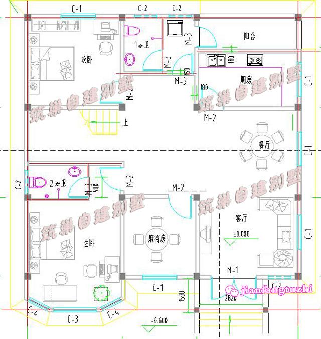 二層農(nóng)村歐式別墅全套設(shè)計(jì)圖施工方案，同一個(gè)戶型不同的外觀