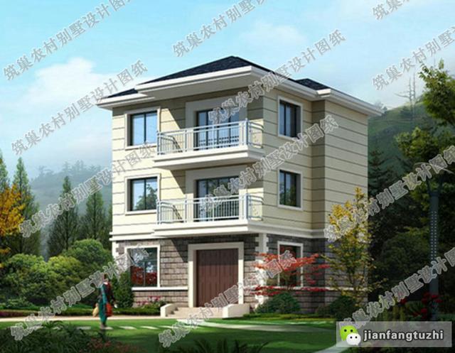 三層簡(jiǎn)約大氣帶堂屋農(nóng)村自建房設(shè)計(jì)圖，簡(jiǎn)潔大氣