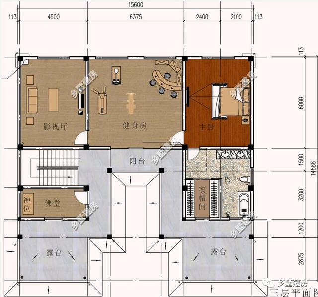 中國(guó)風(fēng)臨街帶商鋪、辦公、住家和出租為一體的別墅設(shè)計(jì)圖