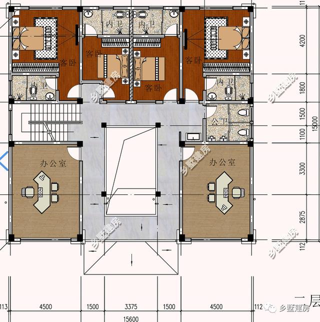 中國(guó)風(fēng)臨街帶商鋪、辦公、住家和出租為一體的別墅設(shè)計(jì)圖