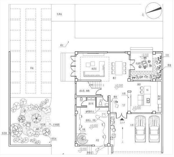 三層簡約現(xiàn)代風(fēng)別墅設(shè)計(jì)圖，帶車庫，設(shè)計(jì)的別具一格不落俗套，造價(jià)30w左右。