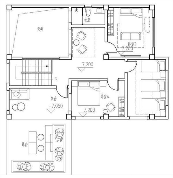 三層簡約現(xiàn)代風(fēng)別墅設(shè)計(jì)圖，帶車庫，設(shè)計(jì)的別具一格不落俗套，造價(jià)30w左右。