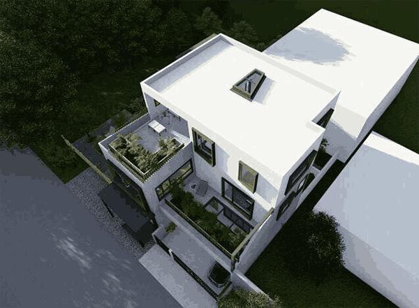 三層簡約現(xiàn)代風(fēng)別墅設(shè)計(jì)圖，帶車庫，設(shè)計(jì)的別具一格不落俗套，造價(jià)30w左右。