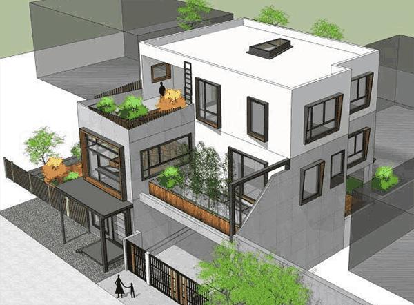 三層簡約現(xiàn)代風(fēng)別墅設(shè)計(jì)圖，帶車庫，設(shè)計(jì)的別具一格不落俗套，造價(jià)30w左右。