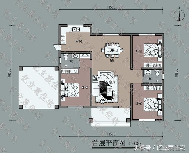 占地135平的一層簡(jiǎn)歐別墅設(shè)計(jì)圖，外觀時(shí)尚大氣，生活功能一應(yīng)俱全，適合農(nóng)村自建。