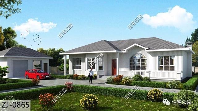 10×18米一層北歐風(fēng)別墅設(shè)計(jì)圖，帶車庫(kù)，清新自然，布局靈巧方便。