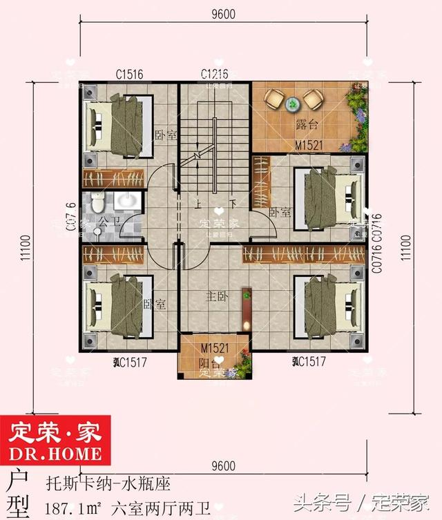 11.1×9.6米二層農(nóng)村自建房，溫馨舒適且時尚。