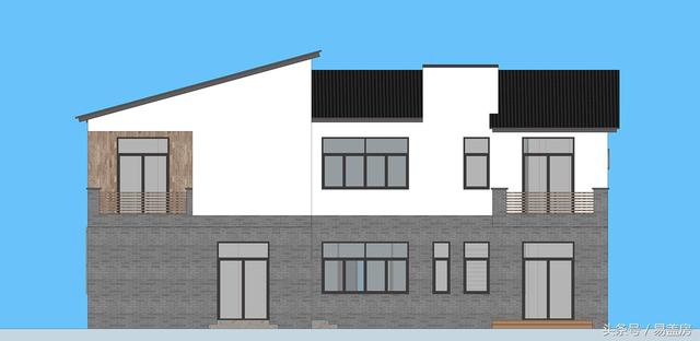 17.9m×12.2m二層新中式別墅設(shè)計圖，帶樓梯天井+4大露臺，造價48萬。