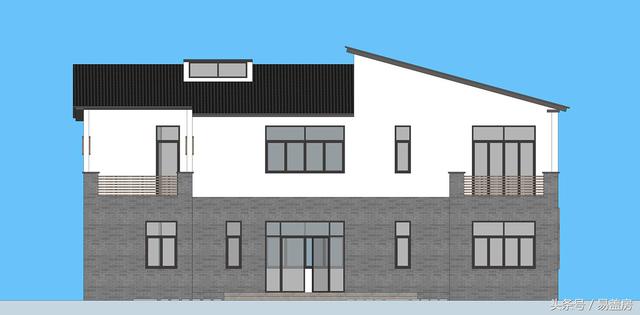 17.9m×12.2m二層新中式別墅設(shè)計圖，帶樓梯天井+4大露臺，造價48萬。