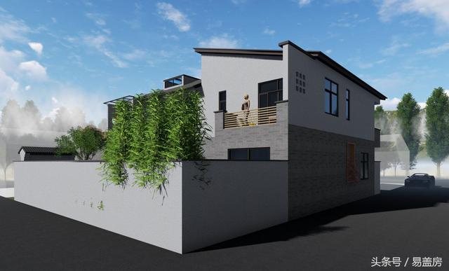 17.9m×12.2m二層新中式別墅設(shè)計圖，帶樓梯天井+4大露臺，造價48萬。