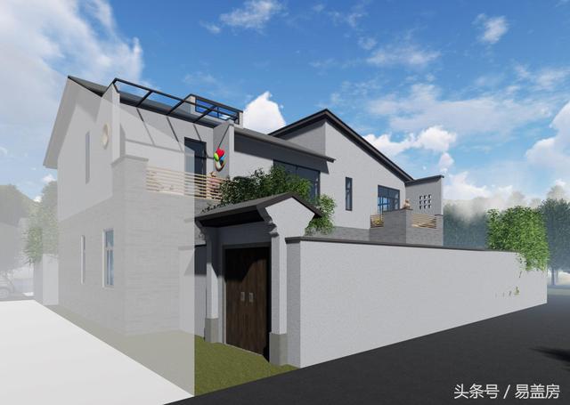 17.9m×12.2m二層新中式別墅設(shè)計圖，帶樓梯天井+4大露臺，造價48萬。