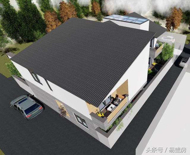 17.9m×12.2m二層新中式別墅設(shè)計圖，帶樓梯天井+4大露臺，造價48萬。