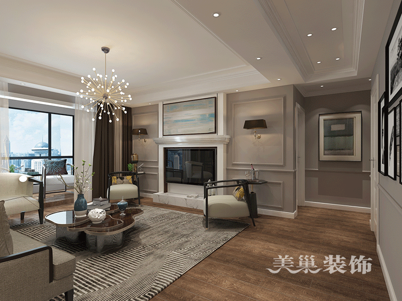 130平三室兩廳混搭風格裝修，以美式為主基調(diào)，營造出一種懷舊、浪漫的感覺