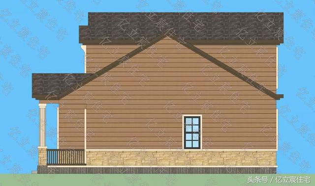 10.5米X11.7米二層精美美式田園風格別墅設(shè)計圖，享受悠閑、舒暢、自然的田園生活情趣