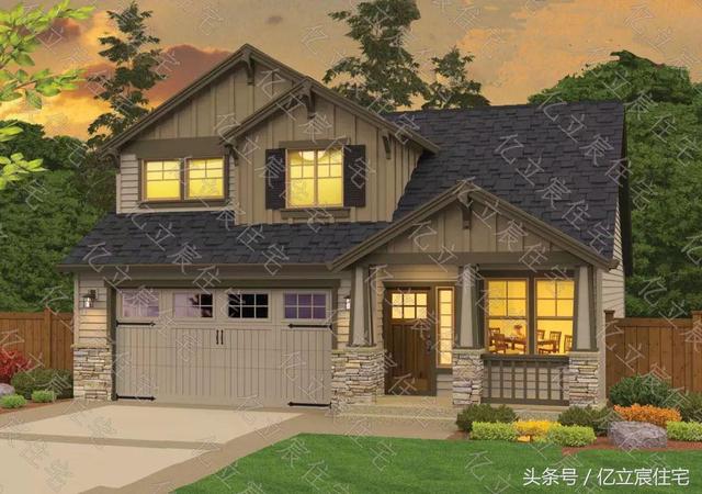 10.5米X11.7米二層精美美式田園風格別墅設(shè)計圖，享受悠閑、舒暢、自然的田園生活情趣