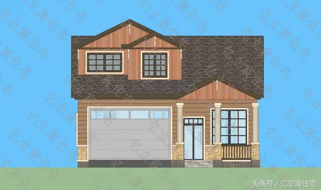 10.5米X11.7米二層精美美式田園風格別墅設(shè)計圖，享受悠閑、舒暢、自然的田園生活情趣