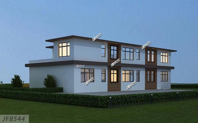 二層現(xiàn)代別墅設(shè)計圖，多臥室?guī)杜_，外觀時尚，建一棟絕對能在村里賺足了面子。