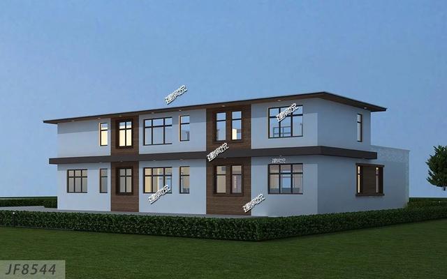 二層現(xiàn)代別墅設(shè)計圖，多臥室?guī)杜_，外觀時尚，建一棟絕對能在村里賺足了面子。