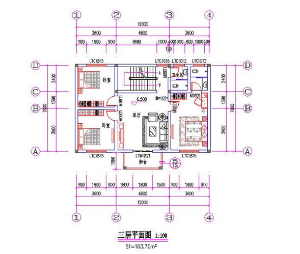 12×9米三層農(nóng)村別墅設(shè)計(jì)圖，帶閣樓，簡(jiǎn)約大氣經(jīng)濟(jì)實(shí)用，適合農(nóng)村建房。