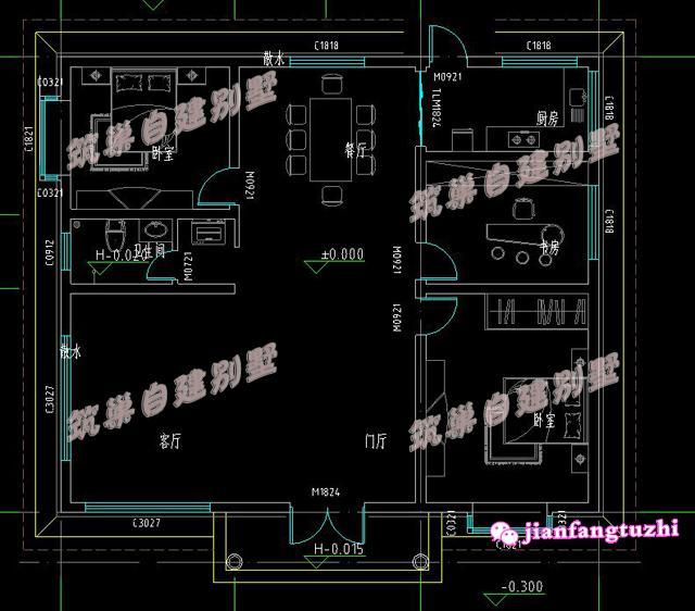 13x11米一層農(nóng)村別墅設(shè)計圖，帶有功能設(shè)計布局方案，適合自己的才是最好的戶型！