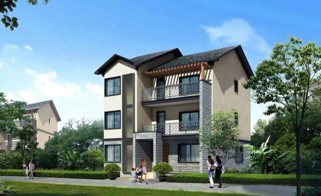 10x12米三層中式農(nóng)村自建房，帶車庫，造價30萬。