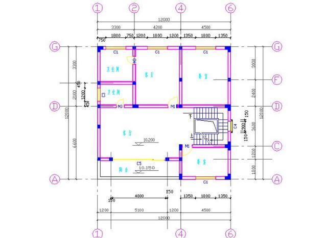 12×12米三層半別墅設計圖，帶車庫+挑空客廳，戶型方正，大氣上檔次，主體造價大概55萬。