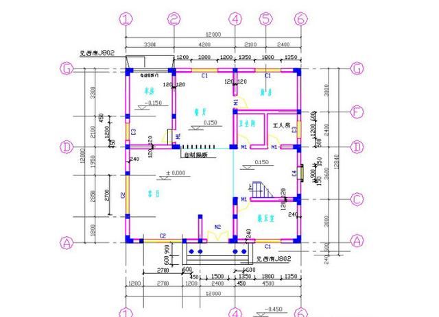12×12米三層半別墅設計圖，帶車庫+挑空客廳，戶型方正，大氣上檔次，主體造價大概55萬。