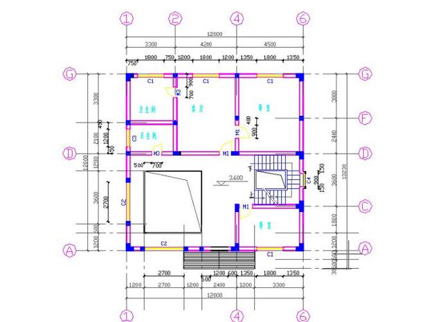 12×12米三層半別墅設計圖，帶車庫+挑空客廳，戶型方正，大氣上檔次，主體造價大概55萬。